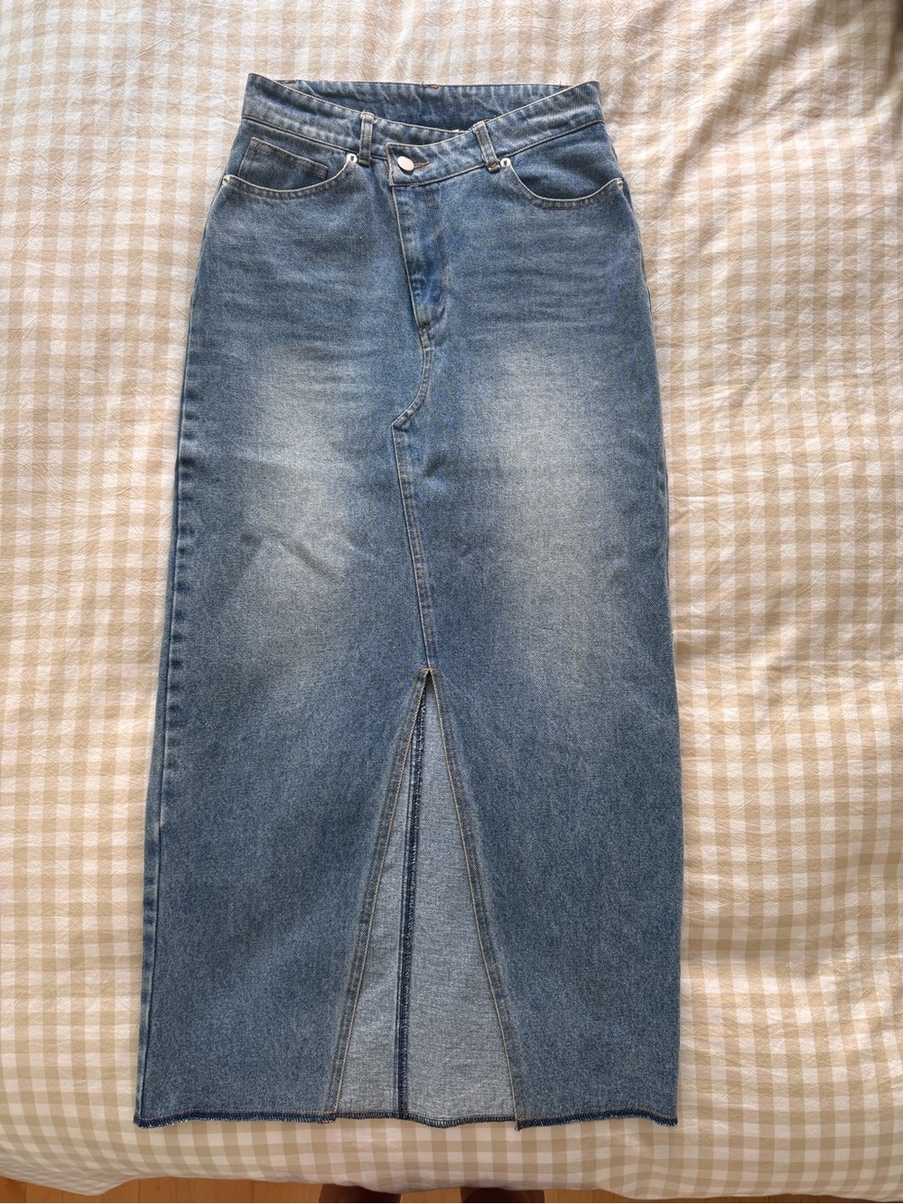 Blue Denim Midi Skirt